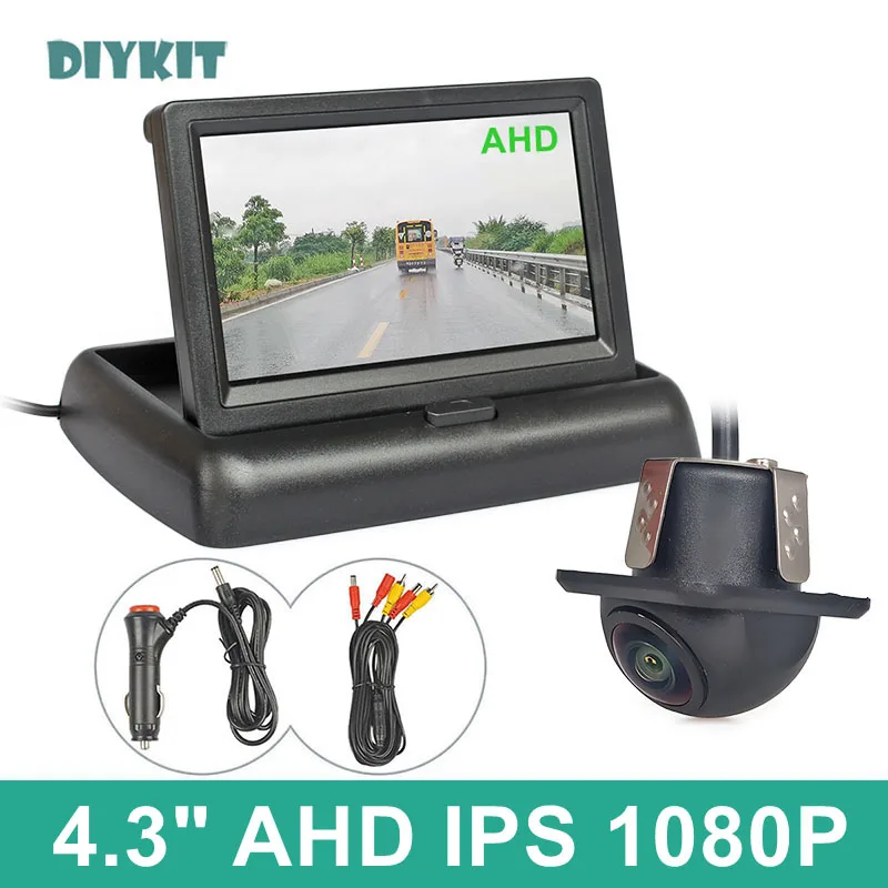 

DIYKIT 4.3inch AHD IPS Foldabel Rear View Car Monitor 1080P AHD Car Camera Starlight Night Vision IP68 Waterproof