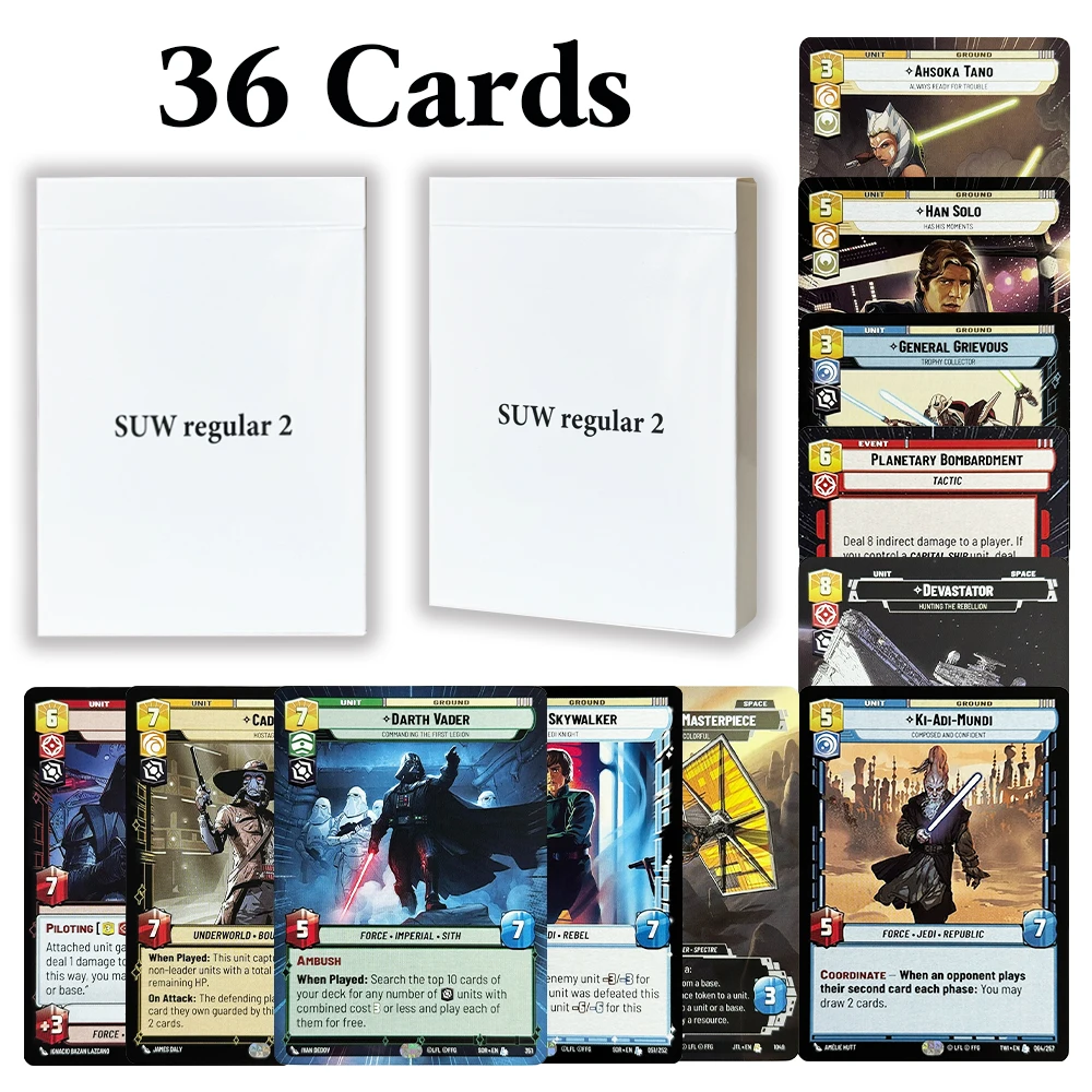 

36 шт./компл. SWUDB обычный 2 весь набор прокси-карты DARTH VADER KI-ADI-MUNDI CAD BANE DARTH VADER TCG Коллекция карт игрушки подарки