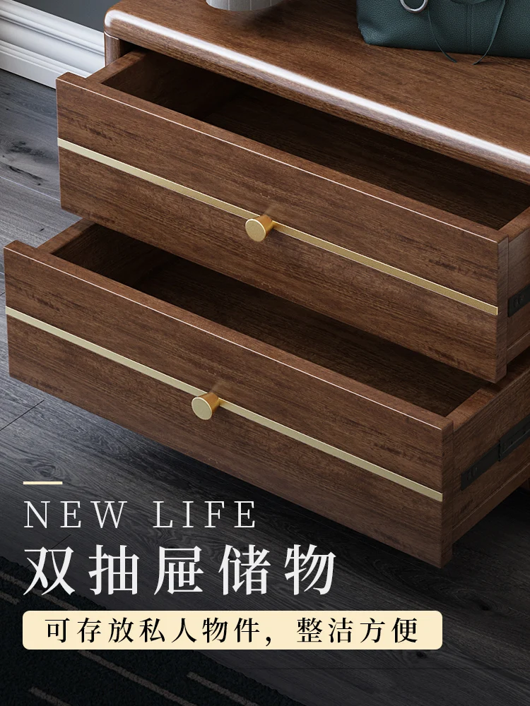 New Chinese Style Walnut Coat Rack Floor Storage Clothes Rack Bedroom Storage