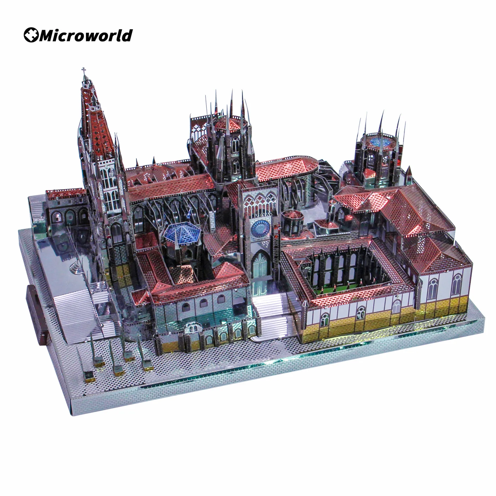 Microworld 3D Metal Puzzle Spain Burgos Cathedral Building Model Assemble Kits Laser Cut Educational Jigsaw Toys Gifts For Adult