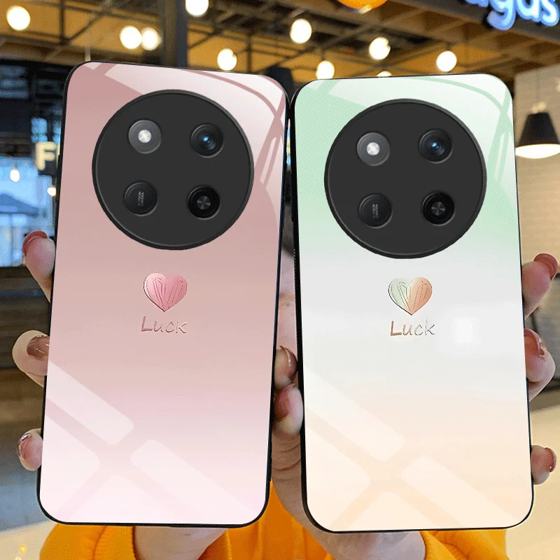 Étui en verre trempé pour Honor Magic7 Lite Magic 7 Pro X9c, coque de protection intelligente, coque arrière en forme de cœur, Fundas