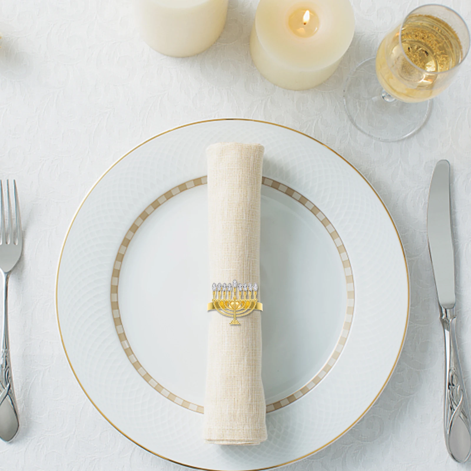 

6Pcs Napkin Holders Elegant Shaped Alloy Napkin Ring Decor for Holiday Party Banquet Table Decoration Accessory