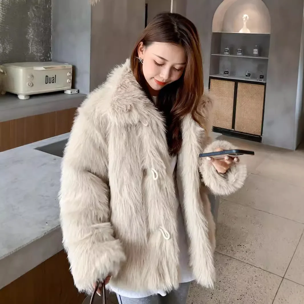

Женские пальто из искусственного меха, куртки Y2k, уличная одежда, пальто с отложным воротником, элегантная толстая теплая куртка, рабочая верхняя одежда, осень-зима 2025