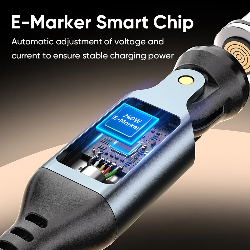 Type-C to Type-C Digital Display 9-pin Magnetic 240W Data Cable Rotate 540 Degrees Cable for iPhone 15 16 Xiaomi Huawei Samsung