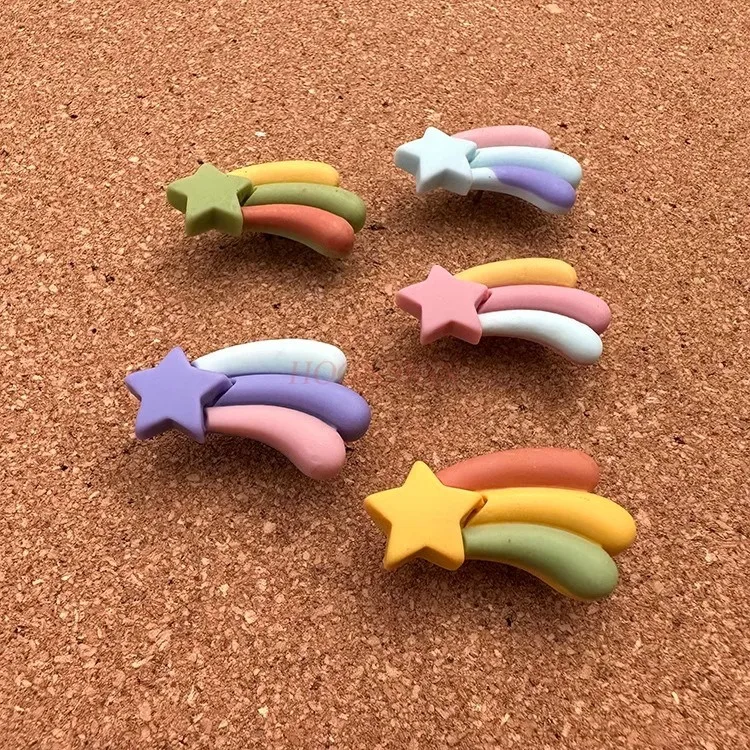 10pcs Lucky Star Drop Glue Push Pin Cute I-shaped Nail Decorative Cartoon Flat Head Nail Colorful Nail Beautiful Nail