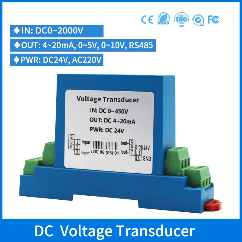 Hall Sensor Transdutor de Tensão Transmissor de Tensão Preço 75mv 1000v 1500v Rs485