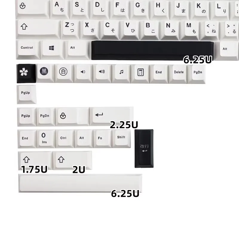 128 Key/set GMK BOW Minimall Black White Keycaps PBT Dye Sublimation Key Caps Cherry Profile Japanese Keycap With 1.75u 2u Shift