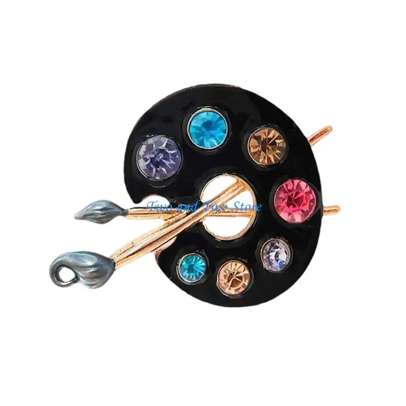 

HX6F Artistic Rhinestones Accented Pin Smooth Enamel Finish Stylish Metal Base Versatile For All