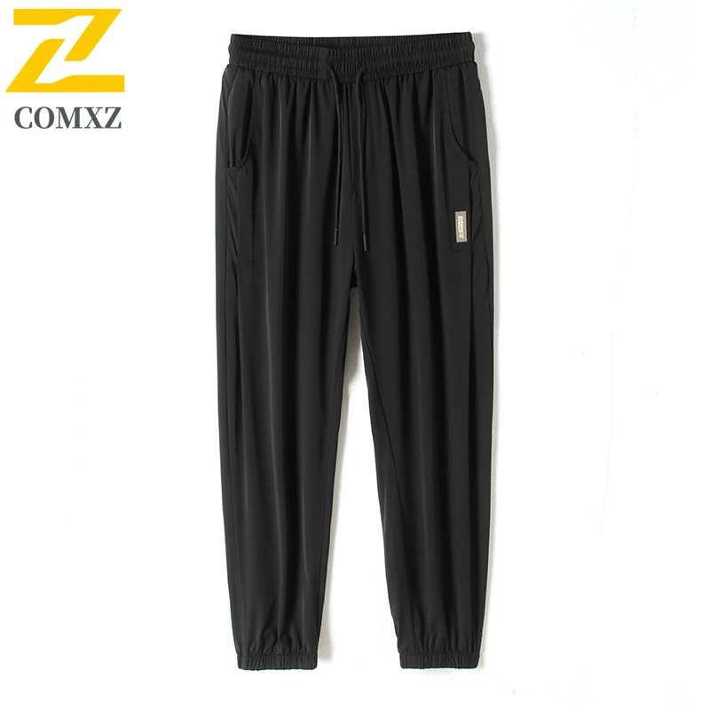 Youth Men's Sports Pants New Casual and Fashionable Versatile Drawstring Straight Leg Pants for Outdoor Camping Ice Silk Pants
