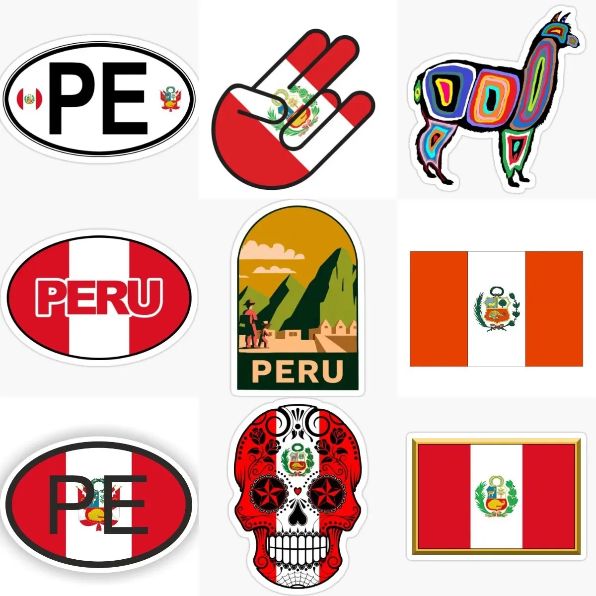 Peru PE Flag Alpaca PVC Waterproof Sticker for Helmet Car Window Motorcycle Camper Wall Fridge Table Off-road Decal Accessories