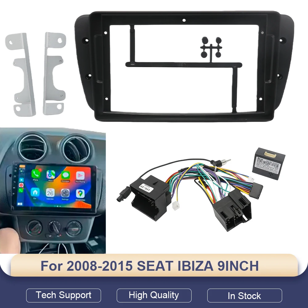 

For SEAT IBIZA 9INCH Car MP5 Radio Android Stereo with Harness Navigation Dashboard Cables Frame Canbus Kit for 2008-2015 Models