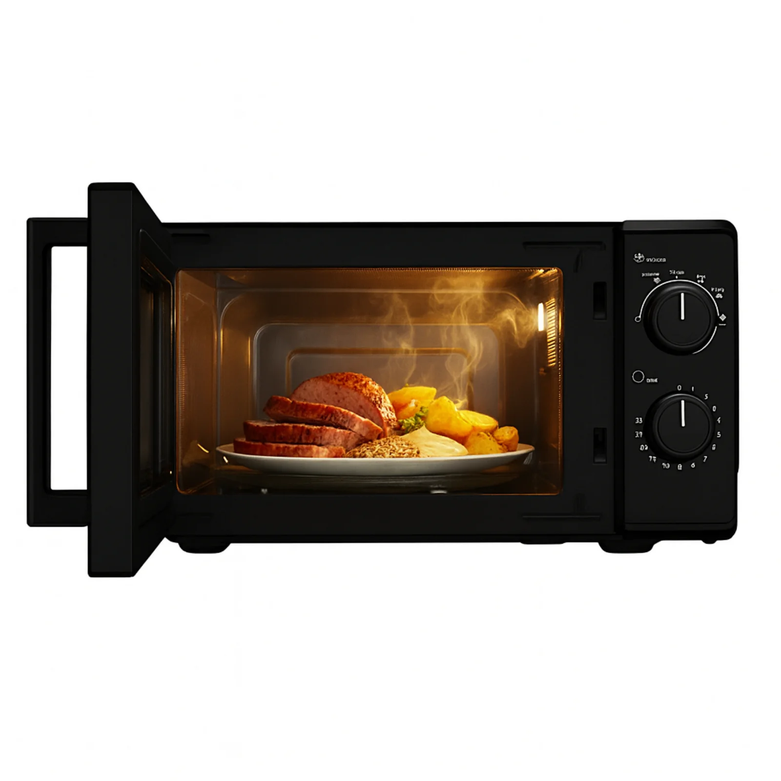 Horno microondas compacto 20L, función grill microondas, 700W, 5 niveles de potencia, 3 programas combinados, programa de descongelación, perilla giratoria, temporizador, fácil de limpiar, para uso en cazolas, pollo, pizza, etc.