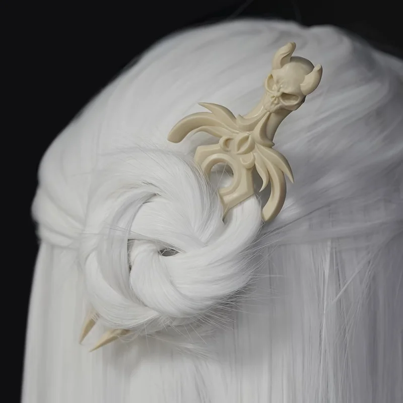 3D‑Printed Plastic Skull Demon Horn Hair Stick,Fantasy Sword‑shaped Double‑prong Hairpin, Gothic‑style Unique Women Hair‑styling