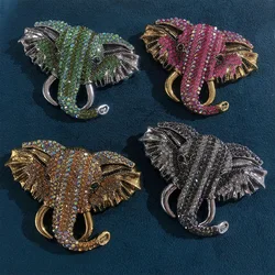 Vintage Women Men Exquisite Luxury Crystal Elephant Pins Badges Fashion Design Delicate Animal Shiny Boutique Brooches Gift