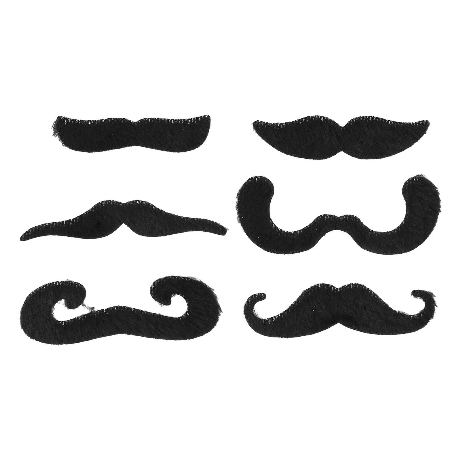 Falso bigode adesivo para crianças e adultos, traje engraçado barba, 6pcs