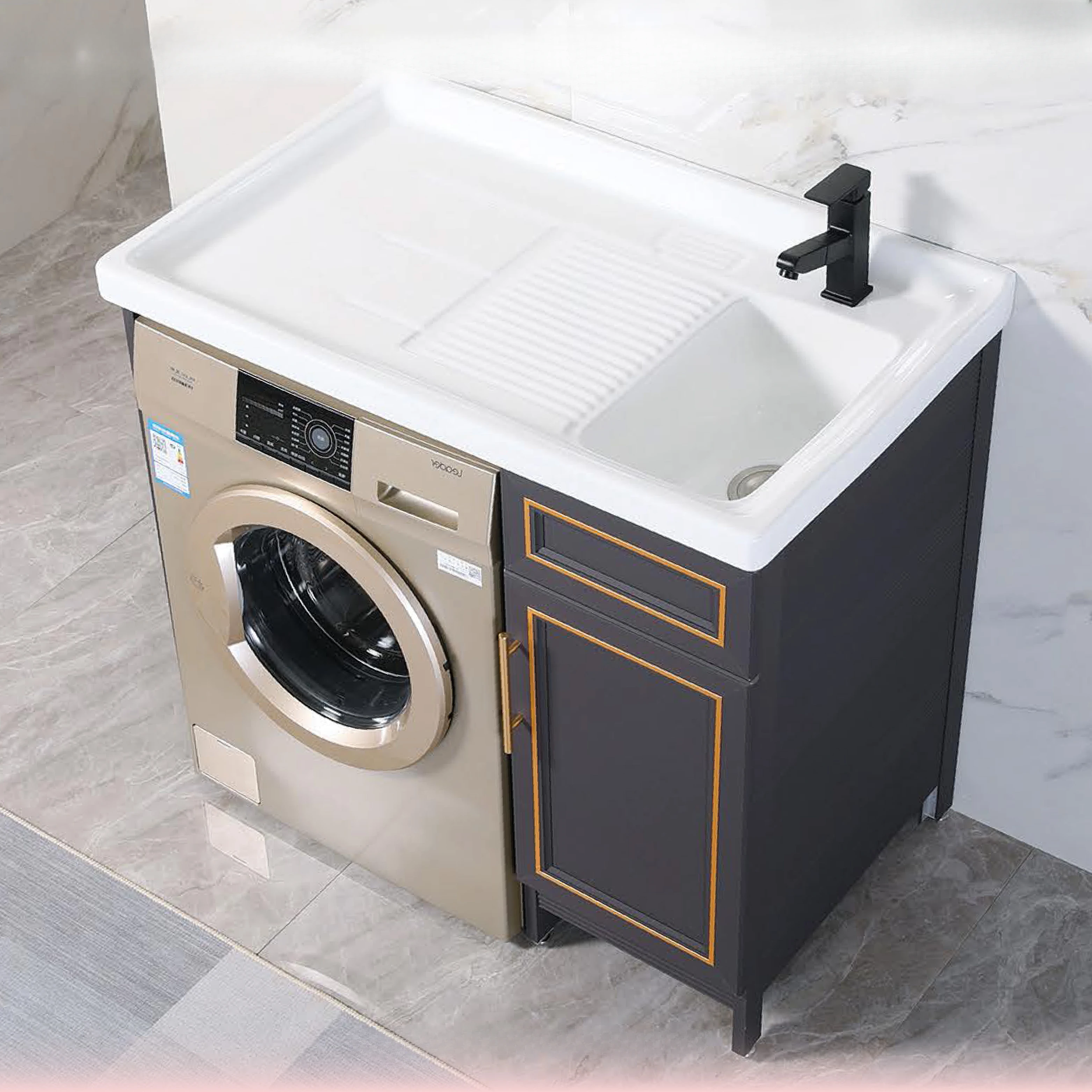 For C-F-100W Aluminum Bathroom Cabinet Laundry Sink Cabinet With Washing Machine Cabinet For Washer Dryer