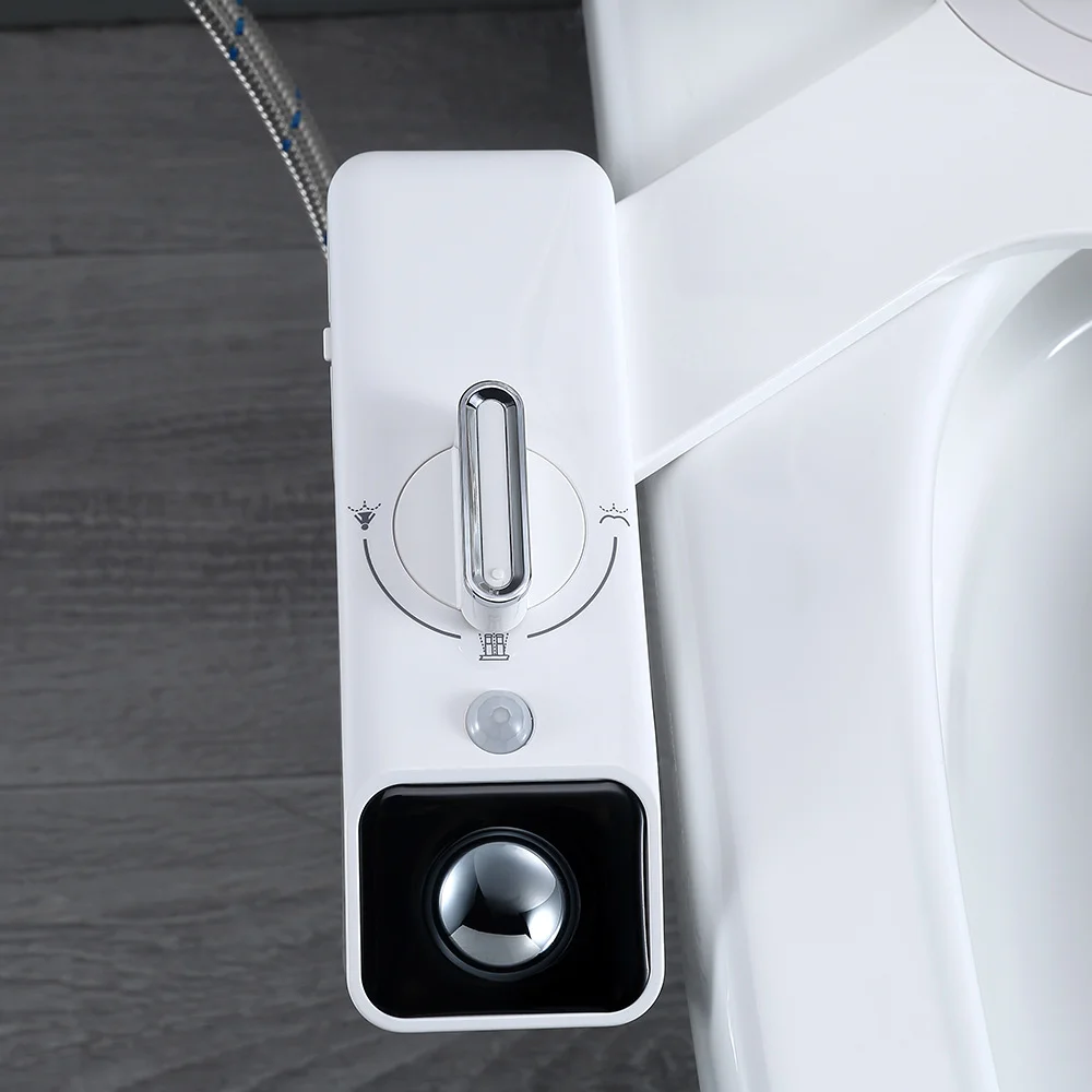 Non-Electric Cold Water Bidet Bath Toilet Seat Accessory with Ground-Mounted LED Light Pressure Control Extendable Self-Cleaning