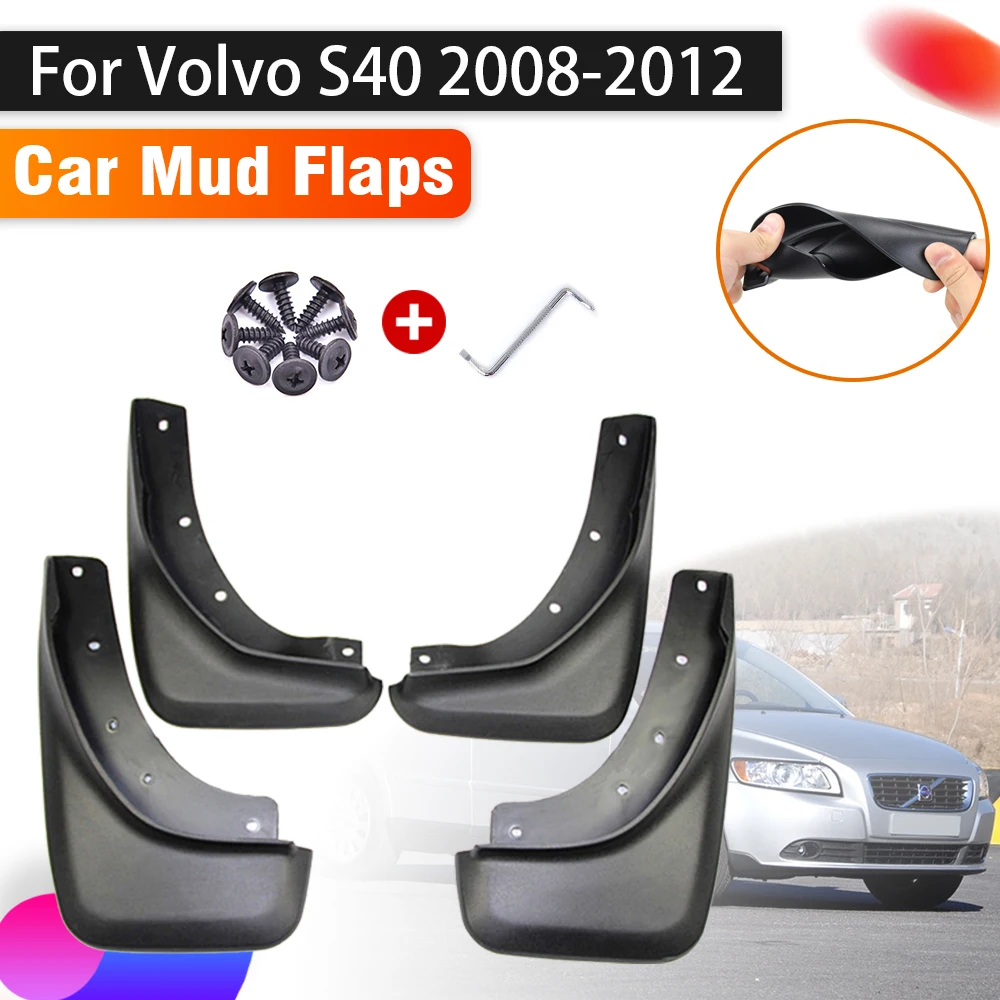 4X Car Mud Flaps For Volvo S40 2008~2012 Auto Splash Guard Front Rear Fenders Baffle Car Accessories Anti-splash 4 PCS Mudguards