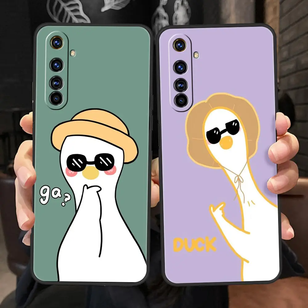 Cute Cartoon Duck For Realme GT Neo 2 3 3T 5 Phone Case For Realme 12 11 5G 10 9 8 5G 7 6 GT5 GT3 GT2 Pro C21 C11 C25 C35 Cover