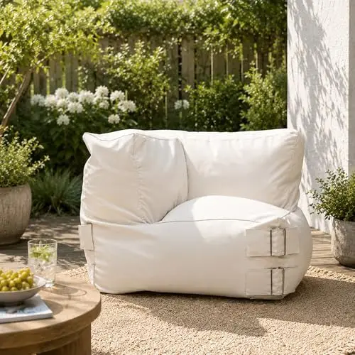 Modular Outdoor Corner Bean Bag Chair – 600D Water-Resistant Oxford, High-Density Foam, Dual-Chamber Independent