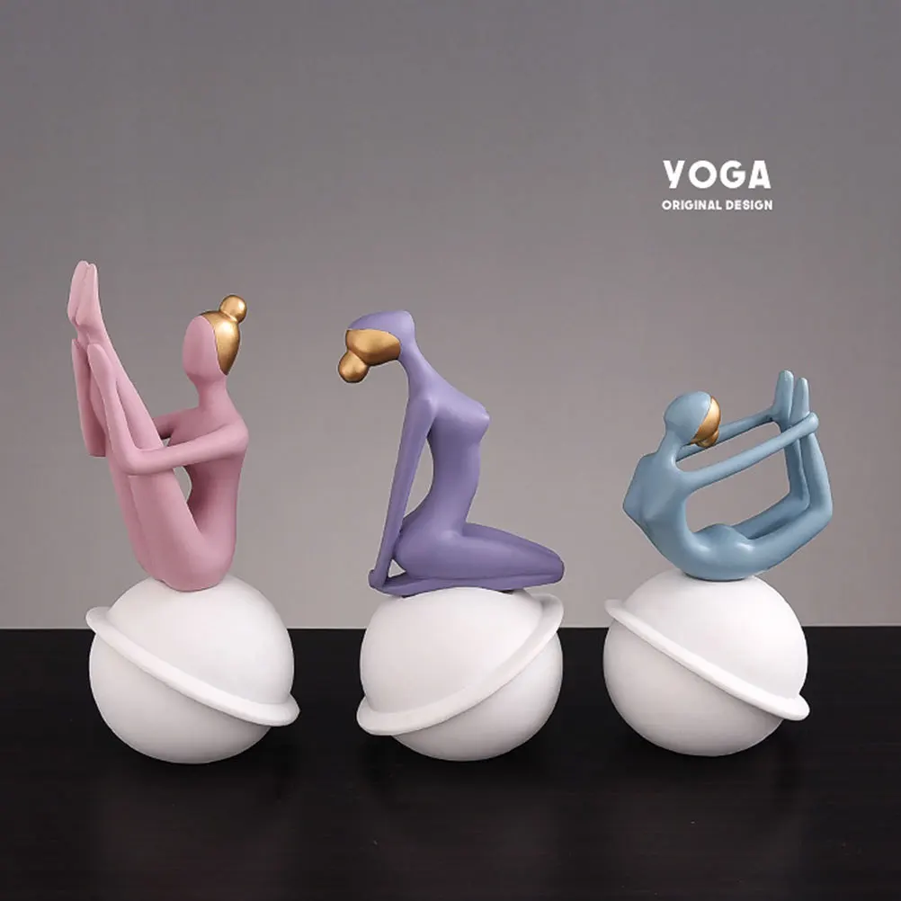 

Yoga Girl Decor Resin Crafts Adorable Creative Scratch Surface Desktop Ornament Vintage Home Office Bar Cafe