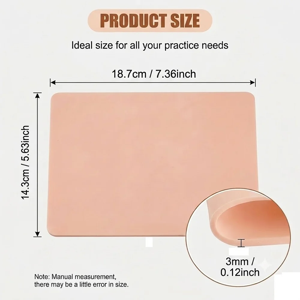 1/3/5/8/10/15PCS 3MM Tattoo Practice Skin Blank Double Sided Silicone Fake Skin for Beginner Training Tattoo Accessories