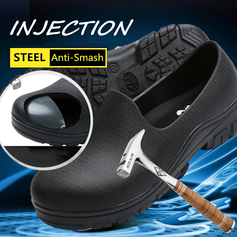 Hotel Anti-static Work Shoes Non-slip Waterproof Oil-Proof Kitchen Chef Shoes Slip On Resistant Safety Shoes Clogs Size 38-44