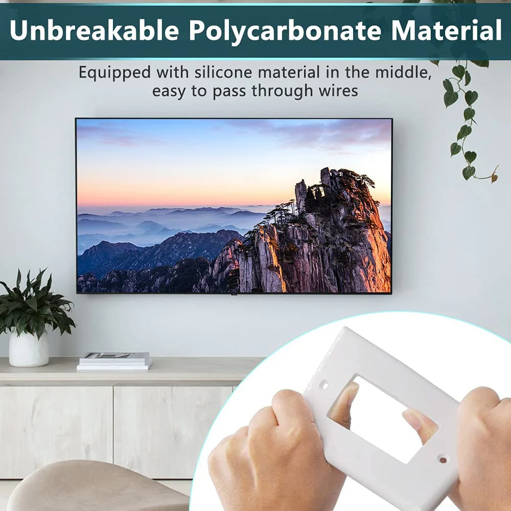 Paquete de ABVJ-2 insertos de ojal de pared de goma con placa de pared decorativa y soporte de montaje, placa pasante para Cables de bajo voltaje