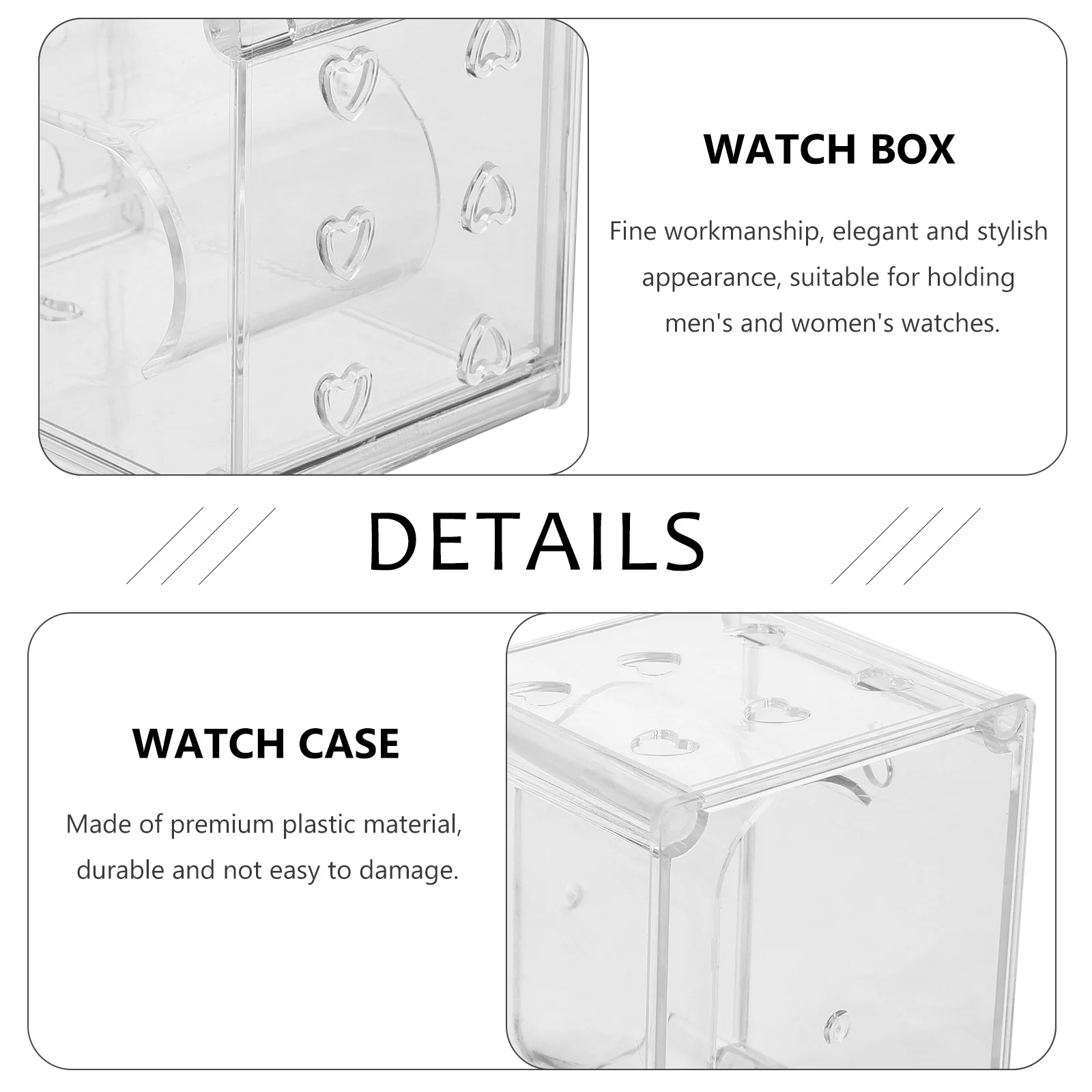 

4Pcs Watch Box Transparent Plastic Organizer Case Durable Storage Display for Watches Men Women Travel Use Watch Box