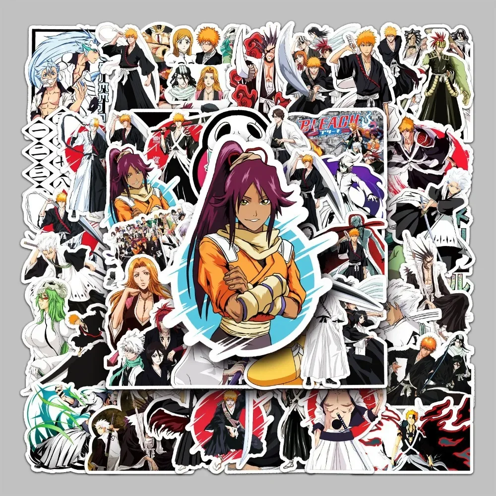 50 Uds Anime Bleach Kurosaki Ichigo pegatinas autoadhesivas Manga dibujos animados Cool dibujo garabatos decoraciones de grafiti