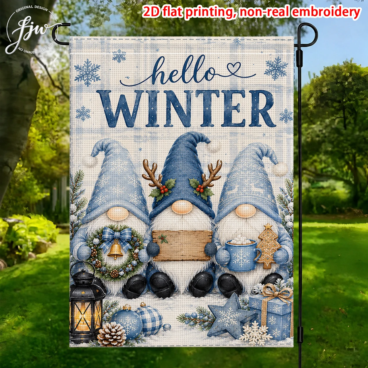 1pcs Christmas Winter Gnome Garden Flags Seasonal Holiday Outdoor Yard Decoration Banner