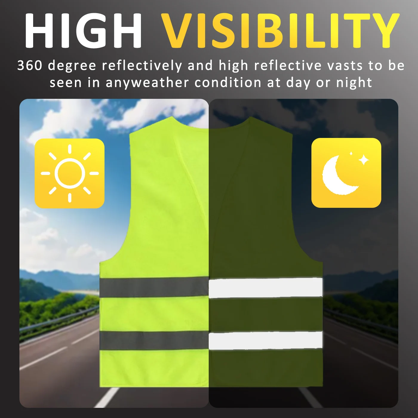 High Visibility Safety Vest with Reflective Strips 10 Pack, Hi Vis Vest for Women & Men Construction Outdoor Motorcycle