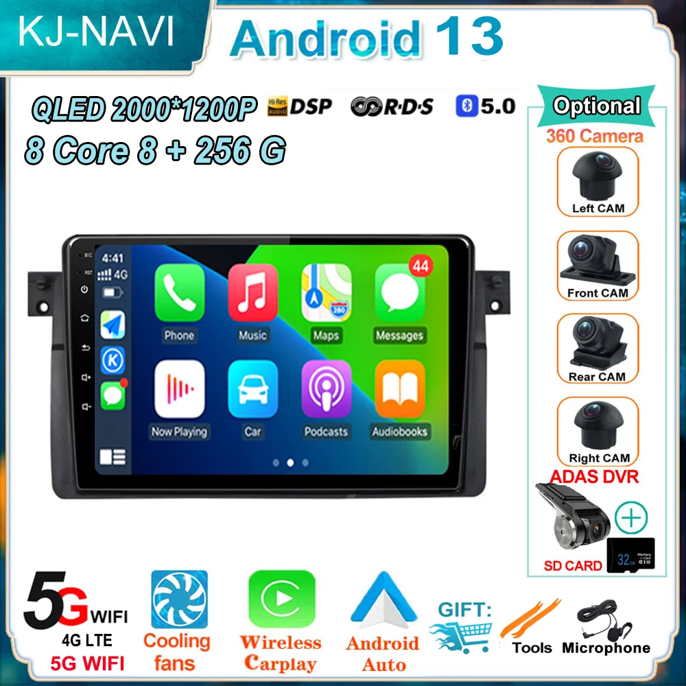 

Android 13 Auto Car Stereo CARPLAY For BMW E46 M3 318/320/325/330/335 1998 - 2006 GPS Navigation Radio Multimedia BT WIFI NO DVD