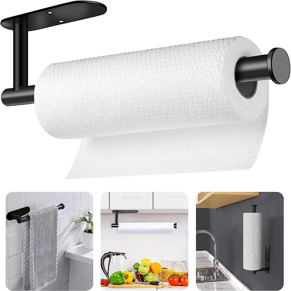 Kitchen Tissue Holder Hanging Towel Rack Paper Roll Holder Stainless Steel Toilet Paper Holder Cabinet Hook Kitchen Organizer
