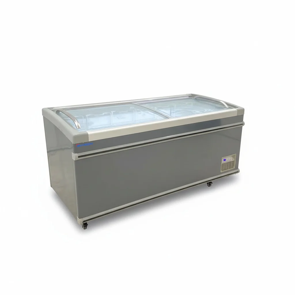 

Commercial Display Refrigerator, Copper Tube 750L-1300L Island Freezer, Horizontal Frozen Food Showcase, Chest Freezer