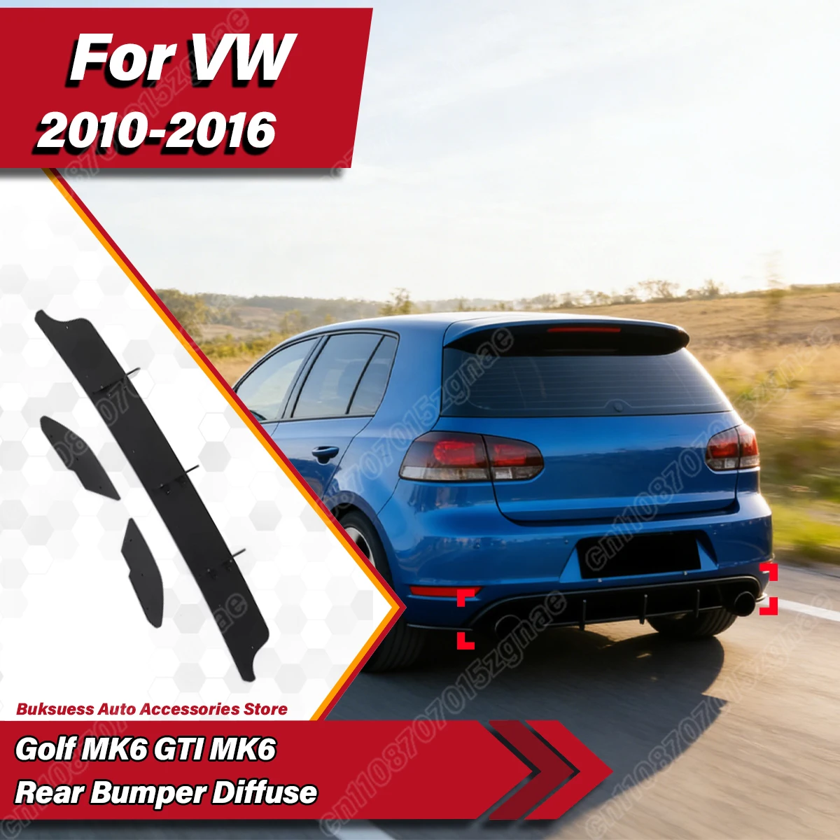

Для Volkswagen Golf MK6 GTI 2010 2011 2012 2013 2014 2015 2016 автомобильный задний бампер в стиле диффузора, разделитель губ, комплект кузова