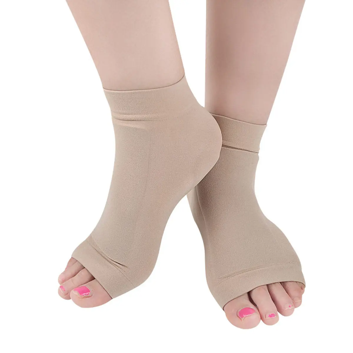

1 Pair Heel Sleeve Double Sebs Breathable Open Toe Protector Moisturizing Softening Cracked Heels Support Ankle Sleeve Socks