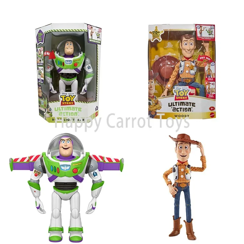 Figuras interactivas originales de Disney Toy Story Ultimate Action, Woody y Buzz, muñeco animatrónico que habla, para niños, regalo, juguete de colección