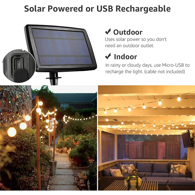 G40 Solar String Light Christmas Garden Decoration Light Remote control 10-30lights Support USB powered