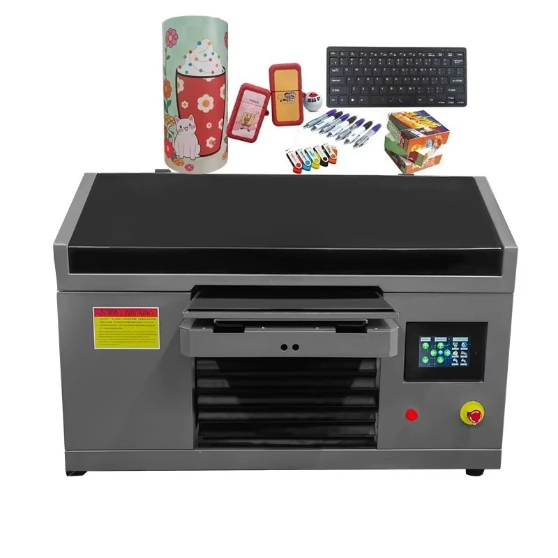 Small A4 UV Led Flatbed Printer Inkjet with Xp600 6 Colors Print Head for Custom Printing Service Free with Ink