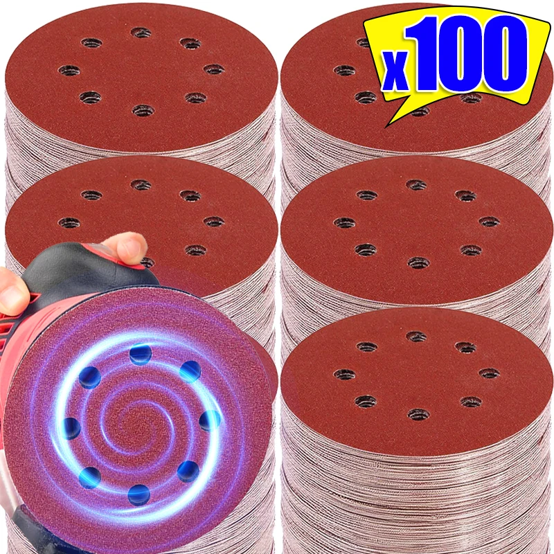 

100PCS 8 Holes Hook And Loop Sanding Discs Sandpaper 80 180 240 320 400 800 1000 1500 2000 3000Grits Sand Paper For Woodworking
