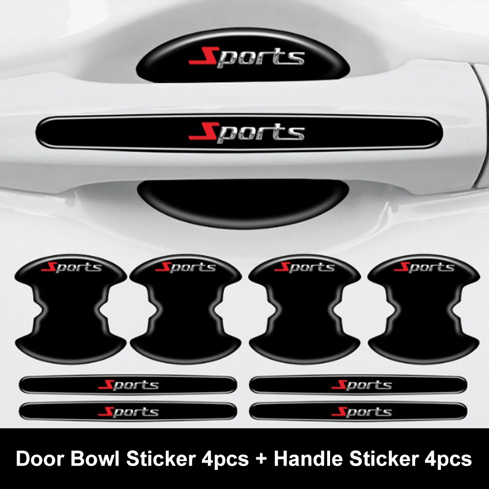 

8Pcs/set Car Door Handle Bowl Scratch Protective Stickers Cars Sticker Car Handle Anti-collision Protection Strip