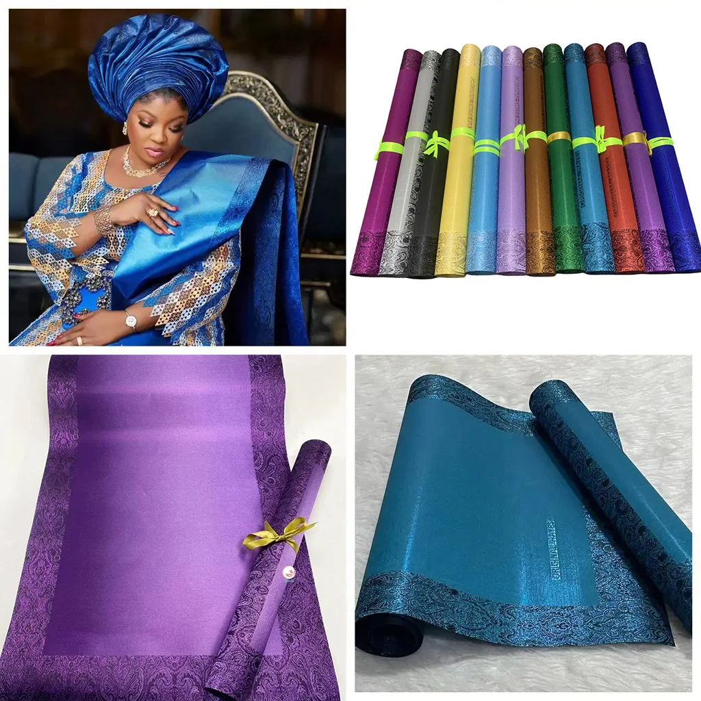 Grandmaster Sego Gele and Ipele 2pcs Set, Luxury African 3D Swiss Embroidery Hayes Headtie for Nigerian Wedding ASO EBI TX-1