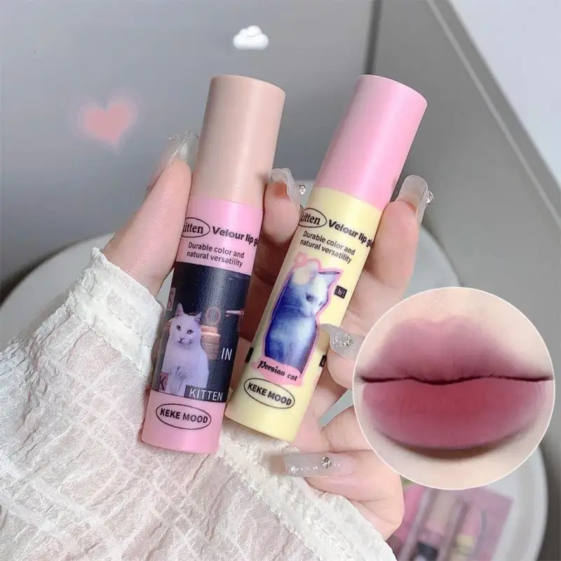 Non Stick Lipstick Lasting Lipstick Nourishing Gifts For Cat Lovers Matte Lip Gloss Instagram Worthy Enhance Complexion Too Cute