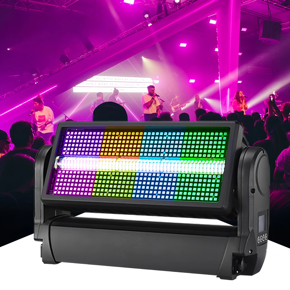 

Светодиодный матричный стробоскоп 1000 Вт, IP65, водонепроницаемый, уличный, RGB 3-в-1, с подвижной головкой, для сцены, концертов, диджеев, мероприятий