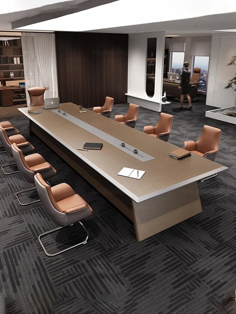 Office furniture light luxury conference table Long table and chair combination simple modern large meeting room negotiating tab