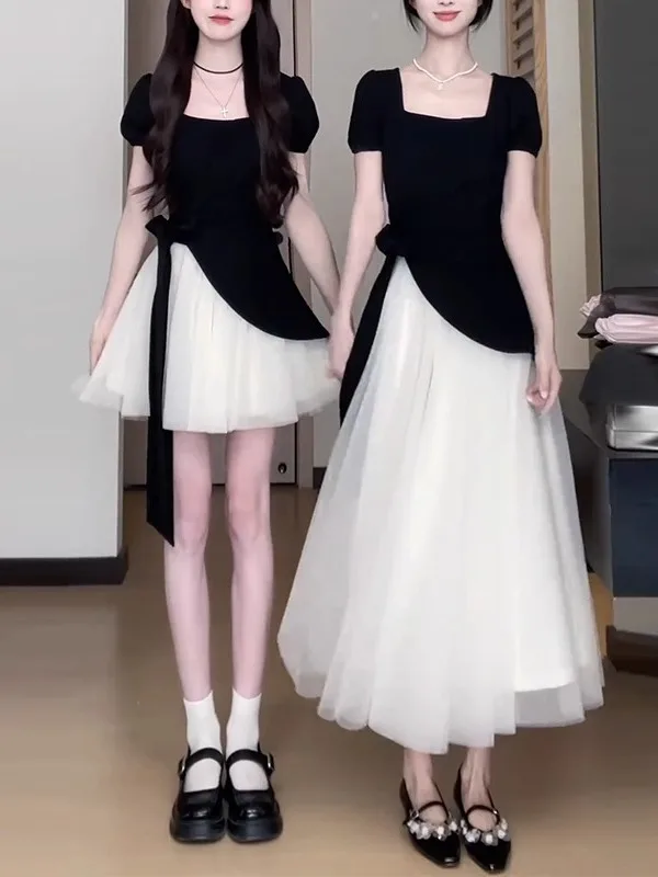 

Ele, большие размеры Dr, женская летняя юбка трапециевидной формы с высокой талией и утягивающей талией ort Sve, цельный воротник с квадратным воротником