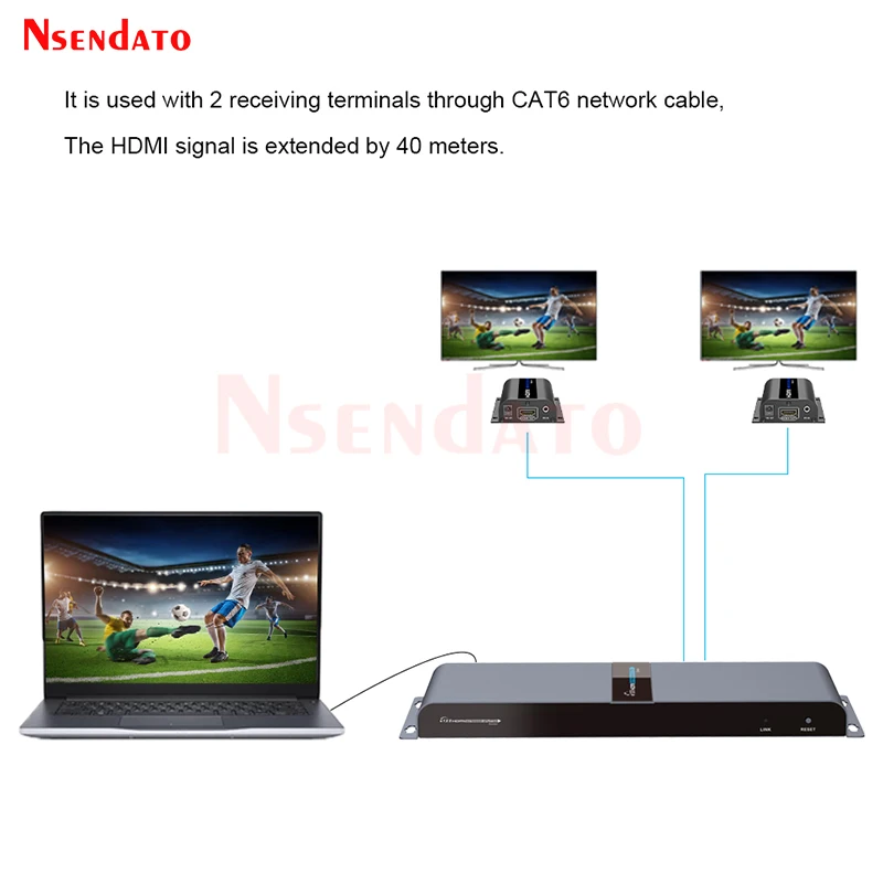 LKV712pro HDMI POE 네트워크 익스텐더 1X2 Cat6/7 RJ45 40M 1080P HDMI 비디오 송신기 수신기 키트 EDID가있는 연장 케이블