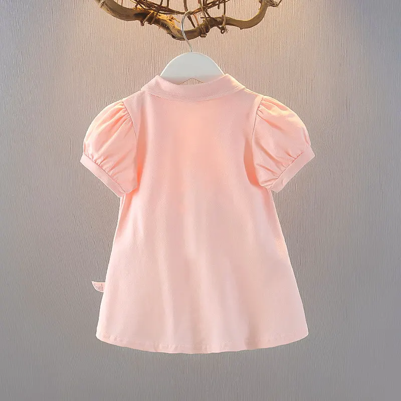 2026 Neues koreanisches Kinderkleid, Mädchen Sommer Casual Cartoon Gestreiftes Kurzarm-Prinzessinnenkleid mit Revers – Detail 21
