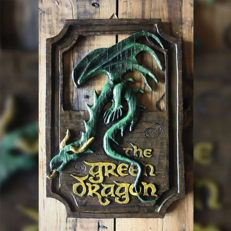 new Longma Resin Crafts Modern Home Wall Art Decorations Lord of The Rings The Prancing Pony and The Green Dragon Pub Signs